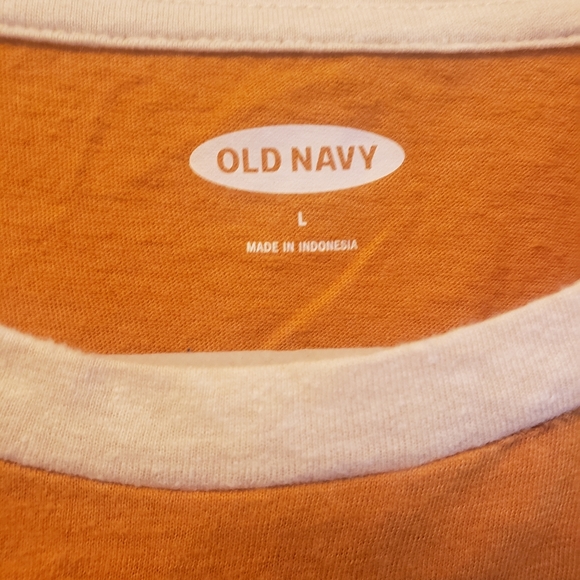 Old Navy Baseball Tee Size Women's L Orange & Cream - Picture 4 of 5